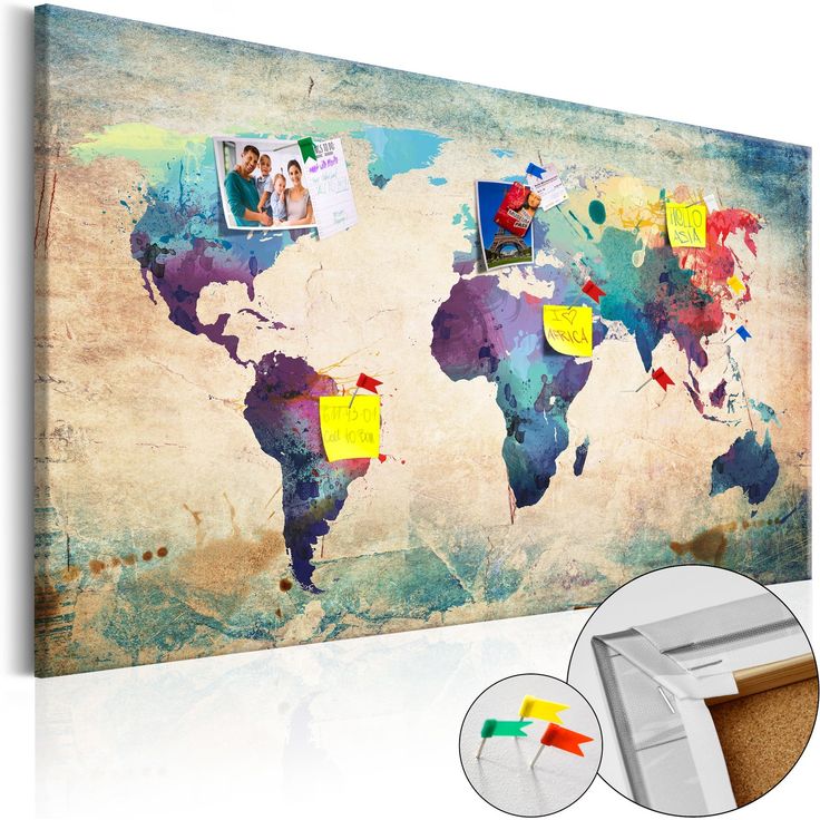 CONFIGURABLE PÄÄTUOTE - Korkkitaulu - Colorful World Map 30689
