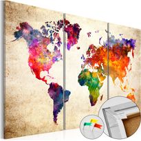 Korkkitaulu Artgeist Corkboard Map in Watercolor, eri vaihtoehtoja