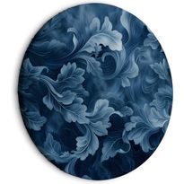 Pyöreä taulu Artgeist Abstract Ornaments Dark Blue Victorian Leaves, eri vaihtoehtoja