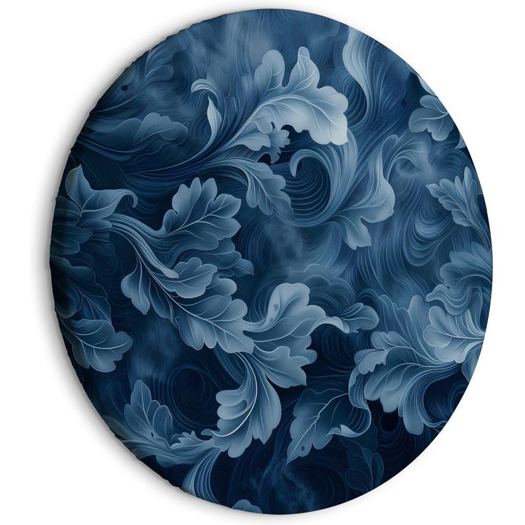 CONFIGURABLE PÄÄTUOTE - Pyöreä taulu - Abstract Ornaments Dark Blue Victorian Leaves 82891