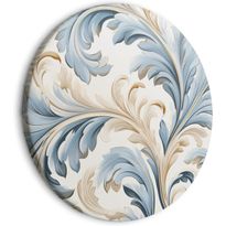 Pyöreä taulu Artgeist Baroque Ornaments in Light Cream-Blue Hues, eri vaihtoehtoja