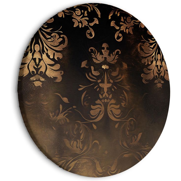 CONFIGURABLE PÄÄTUOTE - Pyöreä taulu - Baroque Ornaments in Patinated Gold and Browns: Retro Motif 93712
