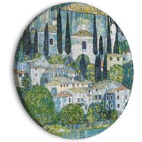 Pyöreä taulu Artgeist Church in Cassone, Gustav Klimt - German Architecture by the River, eri vaihtoehtoja