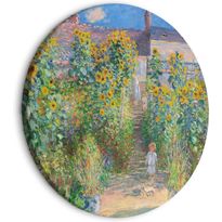 Pyöreä taulu Artgeist Claude Monet’s Garden at Vétheuil - Farmhouse With Sunflowers, eri vaihtoehtoja