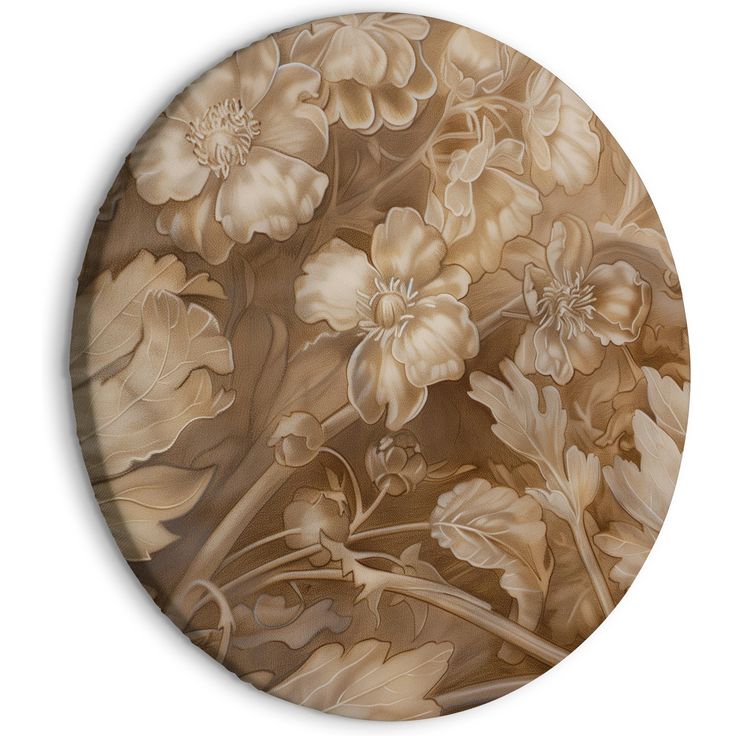 CONFIGURABLE PÄÄTUOTE - pyöreä taulu - Floral Ornaments Carved in Delicate Sepia and Brown Shades 94313