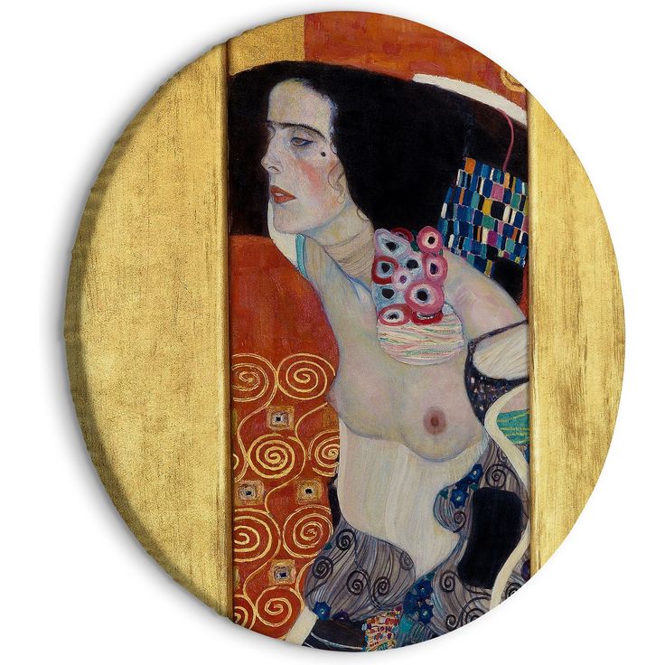 CONFIGURABLE PÄÄTUOTE - Pyöreä taulu - Judith II, Gustav Klimt - Abstract Portrait of a Half-Naked Woman 62037