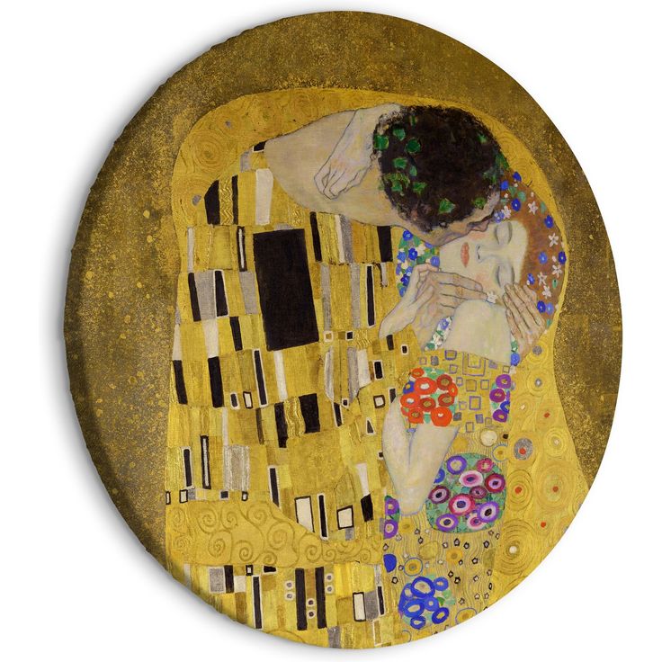 CONFIGURABLE PÄÄTUOTE - Pyöreä taulu - Kiss - Gustav Klimt - A Couple in Love in a Passionate Embrace 09889