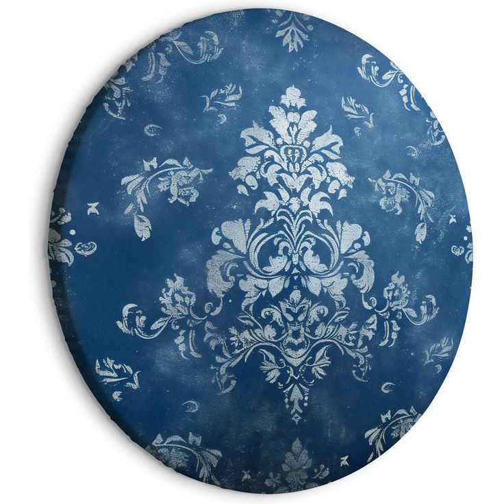 CONFIGURABLE PÄÄTUOTE - Pyöreä taulu - Retro Ornament: Decorative Motif in Worn Blues 82785