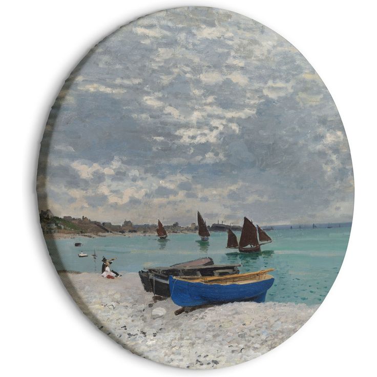 CONFIGURABLE PÄÄTUOTE - Pyöreä taulu - Sainte-Adresse Beach, Claude Monet - Boats on the Seashore 61986