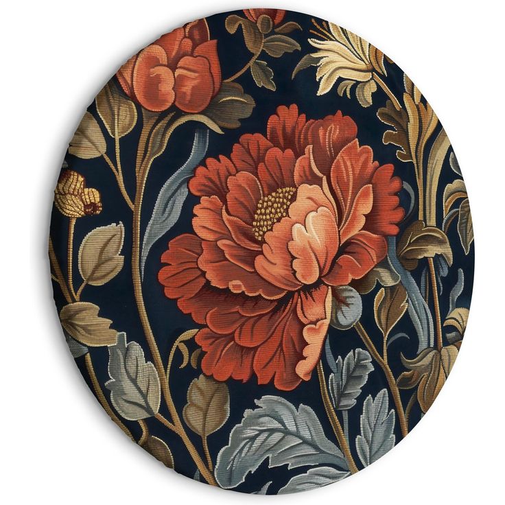 CONFIGURABLE PÄÄTUOTE - pyöreä taulu - Tapestry Large Flowers Retro Floral Motif in Kilim Style 93118