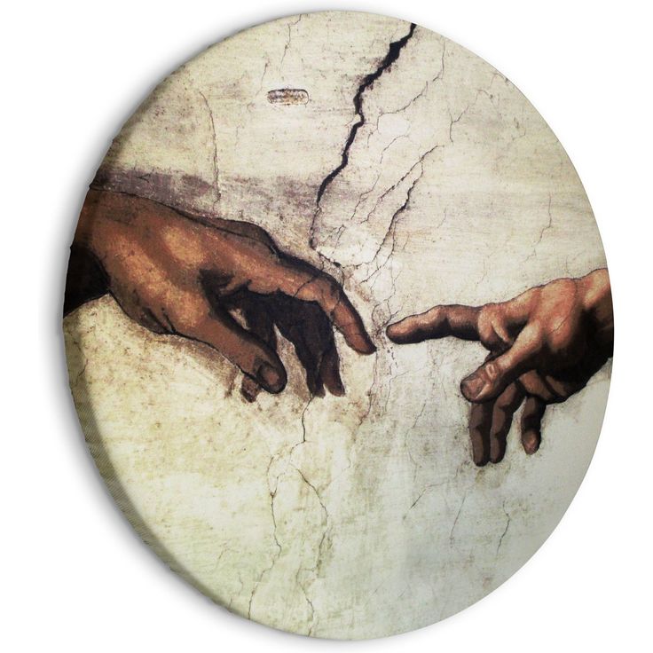 CONFIGURABLE PÄÄTUOTE - Pyöreä taulu - The Creation of Adam - hands from a fresco by Michelangelo 59839