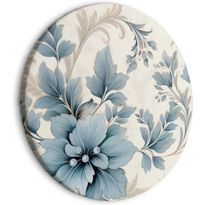 Pyöreä taulu Artgeist Turquoise Flowers in Retro Ambience Floristic Ornaments, eri vaihtoehtoja
