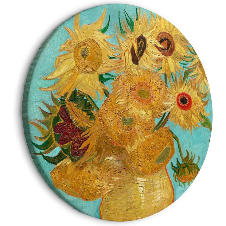 CONFIGURABLE PÄÄTUOTE - Pyöreä taulu - Vase with Twelve Sunflowers (Vincent van Gogh) 08462