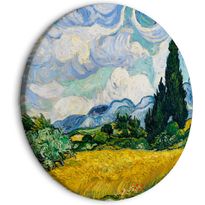 Pyöreä taulu Artgeist Vincent Van Gogh - A Landscape With a Yellow Field of Chrysanthemum and a Cypress Tree, eri vaihtoehtoja