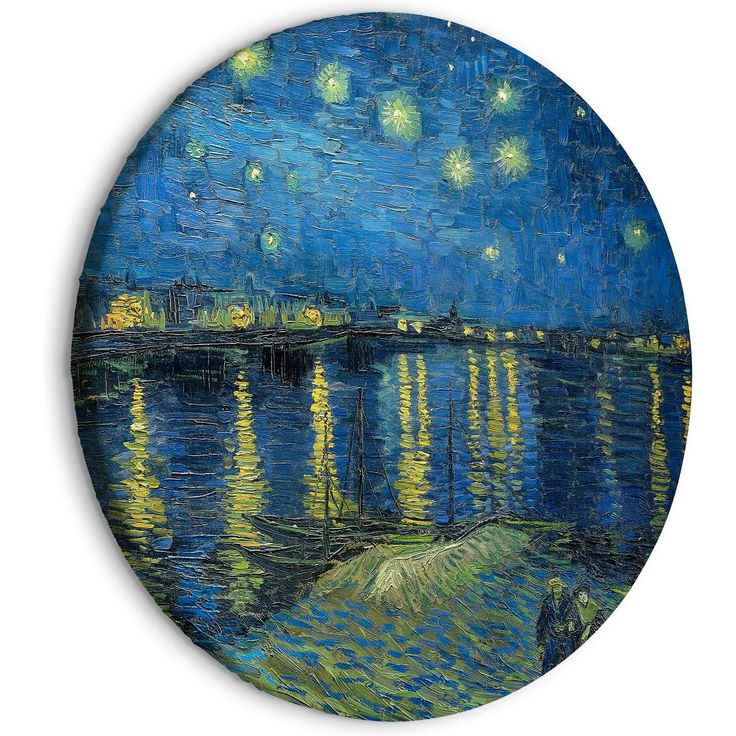 CONFIGURABLE PÄÄTUOTE - Pyöreä taulu - Vincent Van Gogh - Starry Night Over the Rhone - A Boat Against the Backgof the Blue Sky 36250