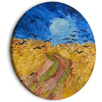 Pyöreä taulu Artgeist Wheat Field With Crows, Vincent Van Gogh - Summer Countryside Landscape, eri vaihtoehtoja