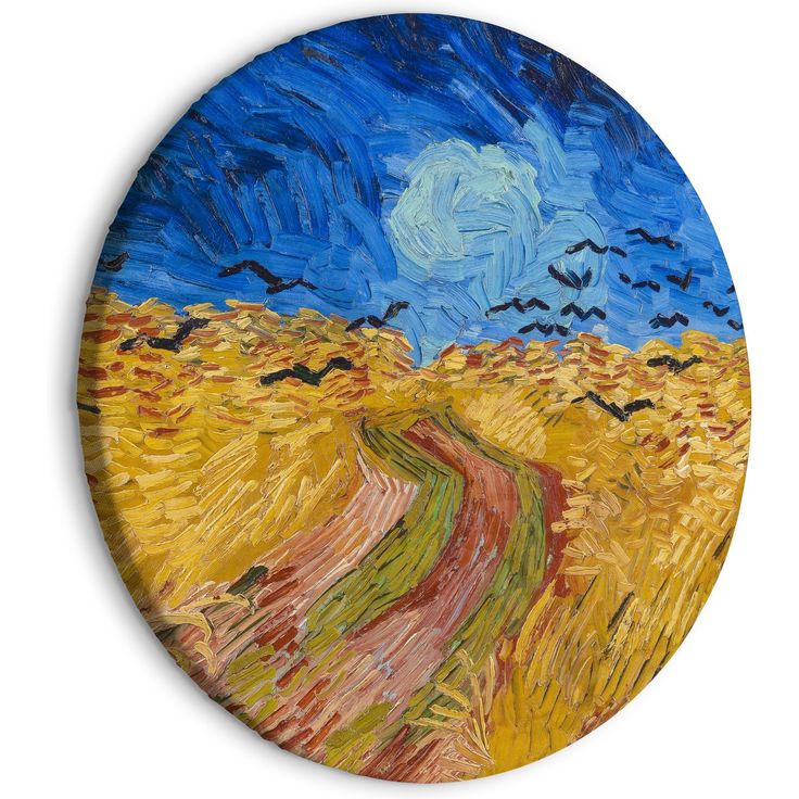 CONFIGURABLE PÄÄTUOTE - Pyöreä taulu - Wheat Field With Crows, Vincent Van Gogh - Summer Countryside Landscape 36205