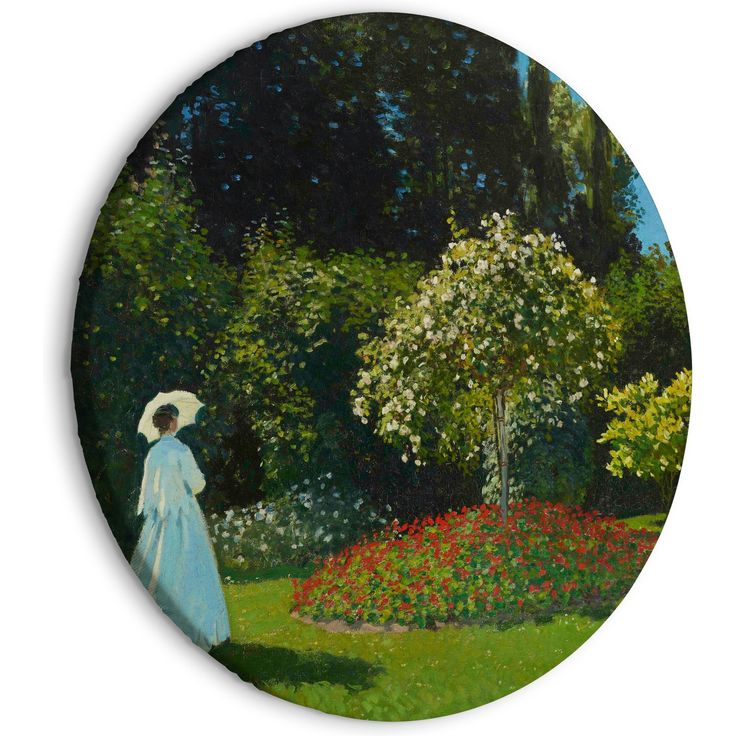 CONFIGURABLE PÄÄTUOTE - Pyöreä taulu - Woman in the Garden by Claude Monet - A Landscape of Vegetation in Spring 28098