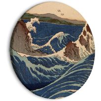 Pyöreä taulu Artgeist Woodcut Utagawa Hiroshige - Great Blue Wave, eri vaihtoehtoja