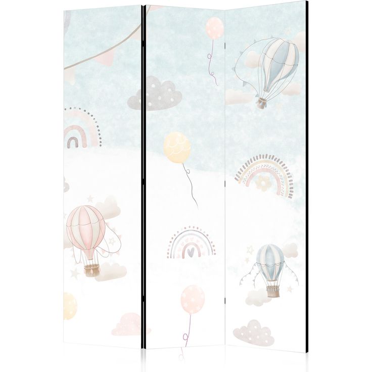 CONFIGURABLE PÄÄTUOTE - Sermi - Balloons in the Sky - Balloons in Pastel Colors Flying in a Cloudy Sky - Among Rainbows and Stars 34859