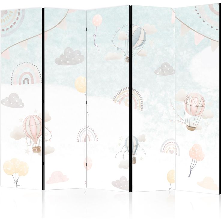 CONFIGURABLE PÄÄTUOTE - Sermi - Balloons in the Sky - Balloons in Pastel Colors Flying Through a Cloudy Sky - Among Rainbows and Stars 34880