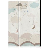 Sermi Artgeist Cloudy Night Sky - Moons in Browns and Beiges Amid Numerous Clouds and Stars on a Light Background, eri vaihtoehtoja