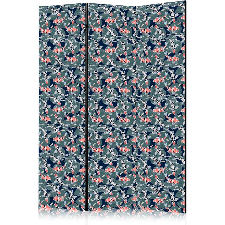 CONFIGURABLE PÄÄTUOTE - Sermi - Fish Among Leaves - Colorful Koi Fish Among Dark Green Water Lily Leaves on a Navy Blue Water Surface 10436