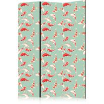 Sermi Artgeist Fish and Japanese Pattern - Koi Fish in Orange-Cream Colors on a Green-Mint Background with an Oriental Pattern, eri vaihtoehtoja