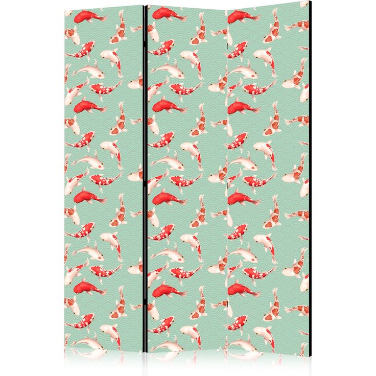 CONFIGURABLE PÄÄTUOTE - Sermi - Fish and Japanese Pattern - Koi Fish in Orange-Cream Colors on a Green-Mint Background with an Oriental Pattern 10566