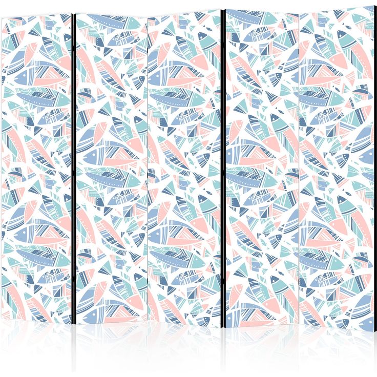 CONFIGURABLE PÄÄTUOTE - Sermi - Fish in Minimalist Style - Fish in Aztec Style in Pastel Color Tones on a White Background 07979
