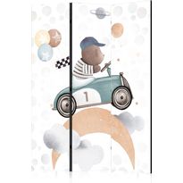 Sermi Artgeist Galactic Races - Bear Participating in Car Races Among Planets - Clouds - and Stars in Pastel Hues, eri vaihtoehtoja