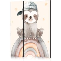 Sermi Artgeist Happy Sloth - Sloth in Muted Colors - Wearing a Cap - Sitting on a Rainbow Among the Stars, eri vaihtoehtoja