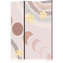 Sermi Artgeist Joyful Sky - Yellow Cheerful Stars with a Rainbow Against the Phases of the Moon - in the Sky Colored Light Beige, eri vaihtoehtoja