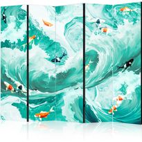 Sermi Artgeist Koi Fish Among Waves - Japanese Fish Amid Waves in Shades of Turquoise And White, eri vaihtoehtoja