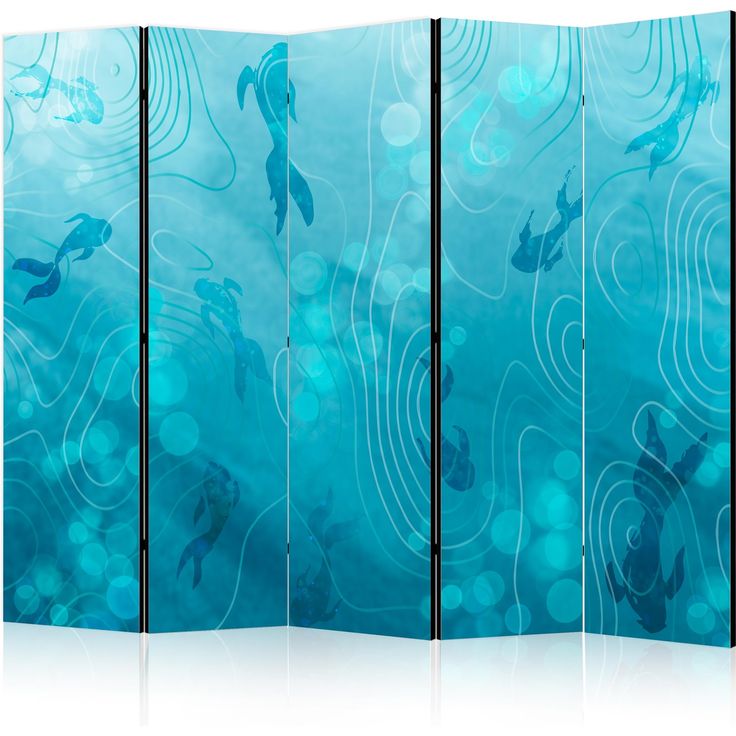 CONFIGURABLE PÄÄTUOTE - Sermi - Koi Fish Beneath the Water Surface - A Cluster of Japanese Fish in the Depths of the Pond in Shades of Navy and Blue 07436