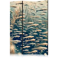 Sermi Artgeist Life in the Ocean - Underwater World of Fish and Vegetation in Beige and Navy Colors in Retro Style, eri vaihtoehtoja