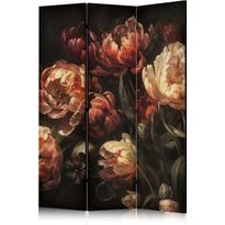 Sermi Artgeist Magnificent Tulips - Bouquet of Flowers in Red and White on a Black Background, eri vaihtoehtoja