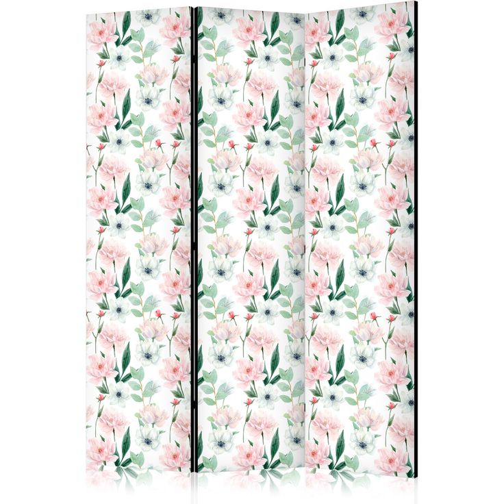 CONFIGURABLE PÄÄTUOTE - Sermi - Peonies - Pink and White Flowers and Green Leaves on a White Background 11266