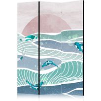Sermi Artgeist Picturesque Landscape With Fish - Sunset And Koi Fish in Shades of Turquoise And Blue. Floating Above The Water, eri vaihtoehtoja