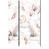 Sermi Artgeist Plush Bears with Balloons - Flying Light-Brown Bears Among Balloons - Clouds - and Rainbows in Subdued - Pastel Hues, eri vaihtoehtoja