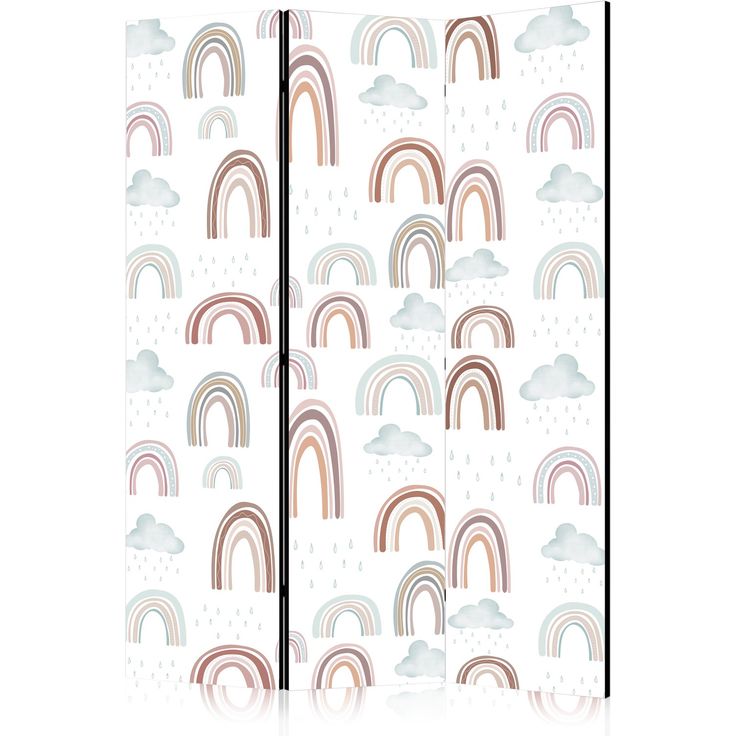 CONFIGURABLE PÄÄTUOTE - Sermi - Rainbows and Clouds - Rainbows of Various Sizes in Muted Colors Among Rain Clouds in a Pale Blue Shade 34934
