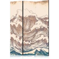 Sermi Artgeist Stormy Ocean - High Waves in Brown and Navy Colors on a Beige Background in Vintage Style, eri vaihtoehtoja