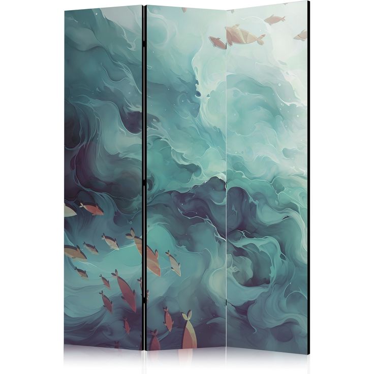 CONFIGURABLE PÄÄTUOTE - Sermi - Three Schools of Fish - Fish in Muted Colors Swimming in Groups in Oceanic Depths 11631