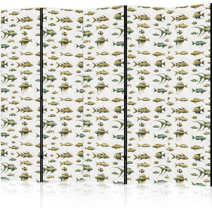 CONFIGURABLE PÄÄTUOTE - Sermi - Unusual Species of Fish - a Cluster of Fish in Muted Colors in Retro Style Against a Background of Beige Streaks 08693
