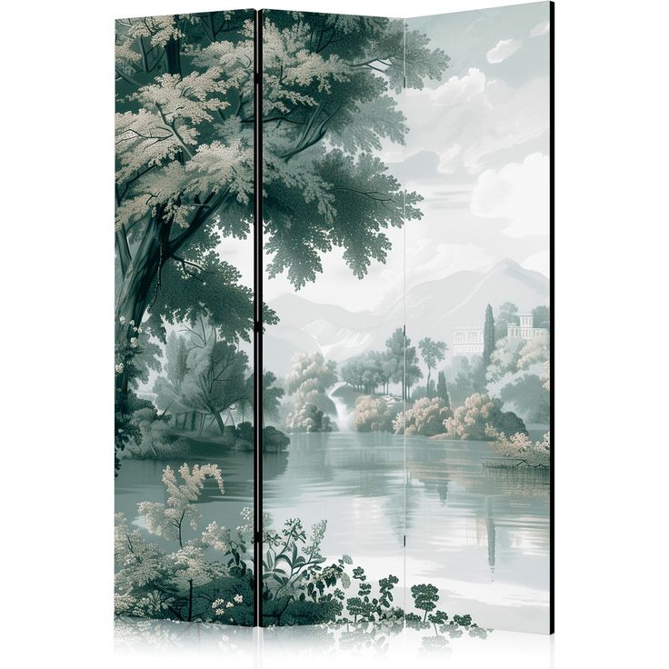 CONFIGURABLE PÄÄTUOTE - Sermi - View of the Park and Lake - Retro Vintage Landscape in Greens 23471