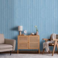 Tapetti Artgeist Blue Panels Wooden planks in a pastel blue shade, harmaa, 50cm x 10m