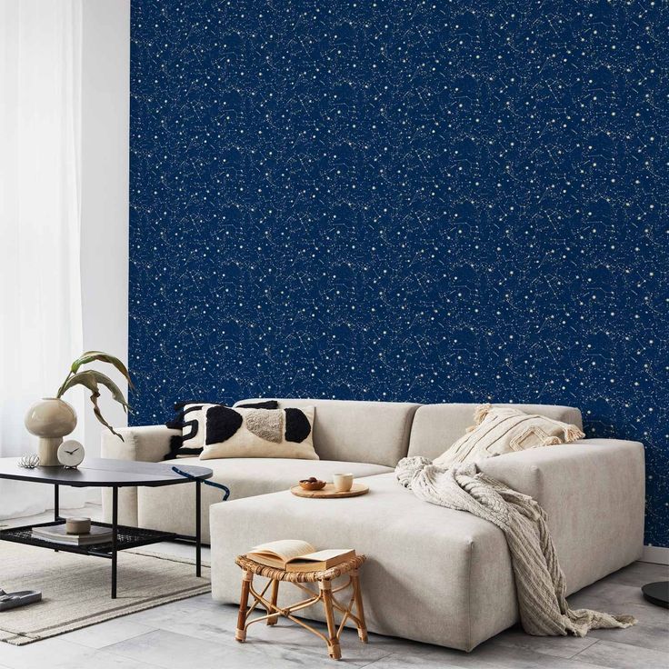 Tapetti - Cosmic Inspirations - Pattern with Stars and Constellations on a Dark Background.
