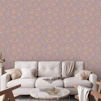 Tapetti Artgeist Cute Light-Beige Little Flowers Small flowers with beige undulating petals on a blue background, beige, 50cm x 10m