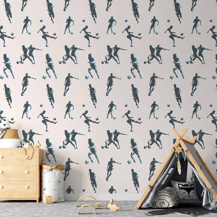 Tapetti - Football Characters - Action and movement in silhouettes on a light background.