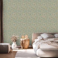 Tapetti Artgeist Giraffe Pattern animal pattern in turquoise spots on a light background, monivärinen, 50cm x 10m